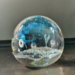 1975 Caithness Glass Vortfy Paperweight Round Polished Bottom Figure Vintage